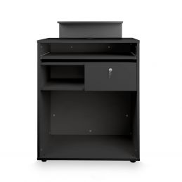 Comptoir de caisse Dylan noir avec frontal bois noir