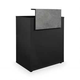 Comptoir d’accueil Dylan noir avec frontal effet béton