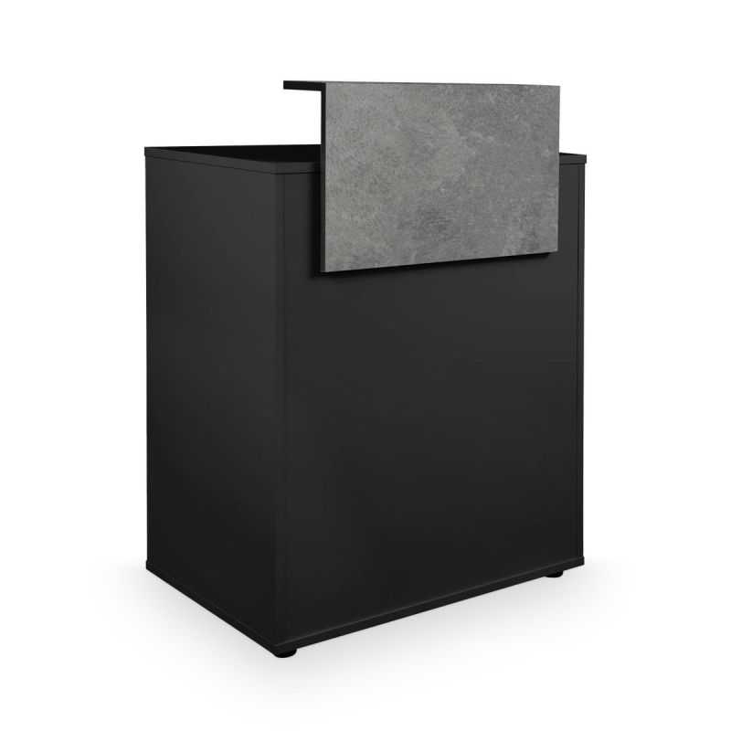 Comptoir d’accueil Dylan noir avec frontal effet béton