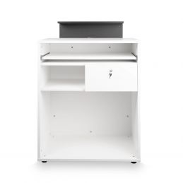 Comptoir de caisse Dylan blanc avec frontal bois blanc
