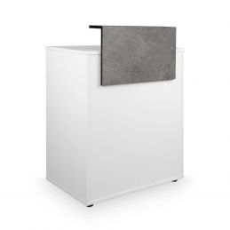 Comptoir d’accueil Dylan blanc avec frontal effet béton