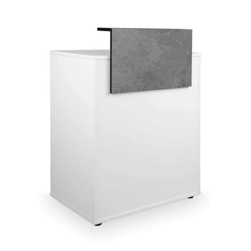 Comptoir d’accueil Dylan blanc avec frontal effet béton