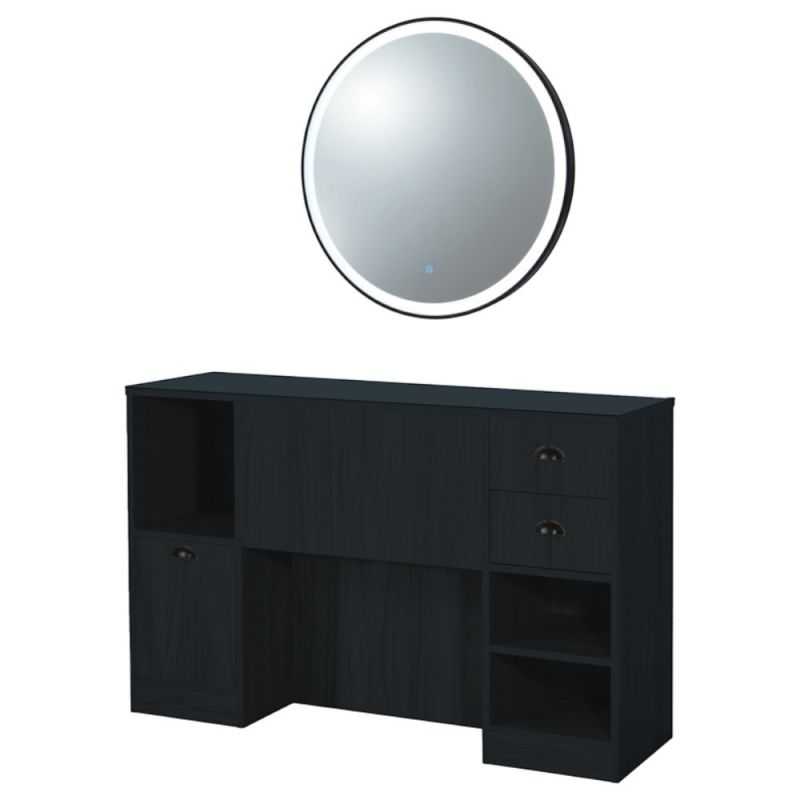 Meuble de coiffage OKE 6 98 noir avec miroir Jade LED