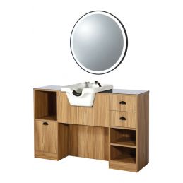 Poste de coiffage OKE 7 BR/W avec vasque blanche