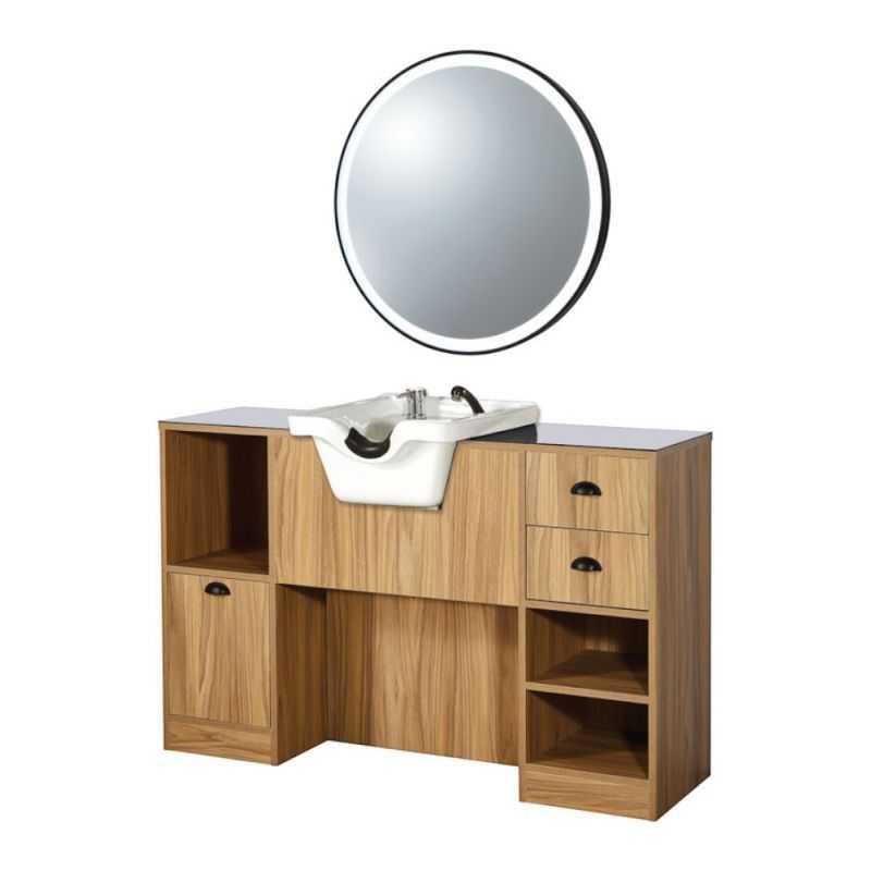 Poste de coiffage OKE 7 BR/W avec vasque blanche