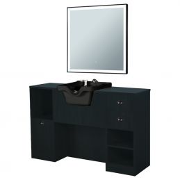 Poste de coiffage professionnel OKE 9 98/B avec miroir Ciara carré et vasque noire