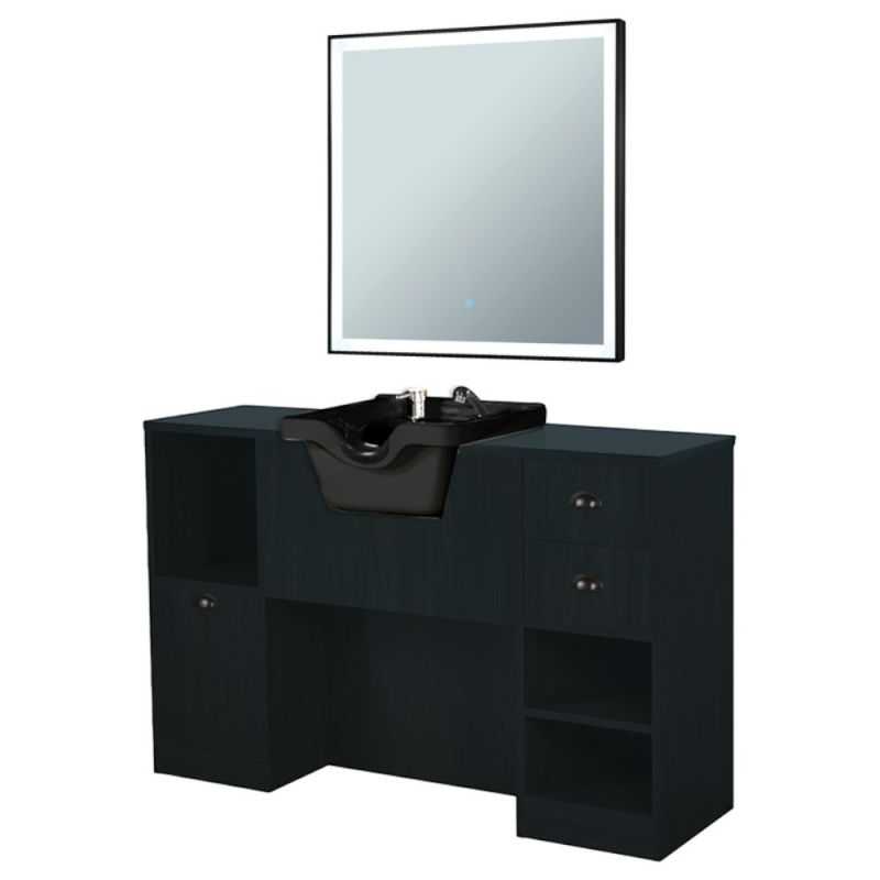Poste de coiffage professionnel OKE 9 98/B avec miroir Ciara carré et vasque noire
