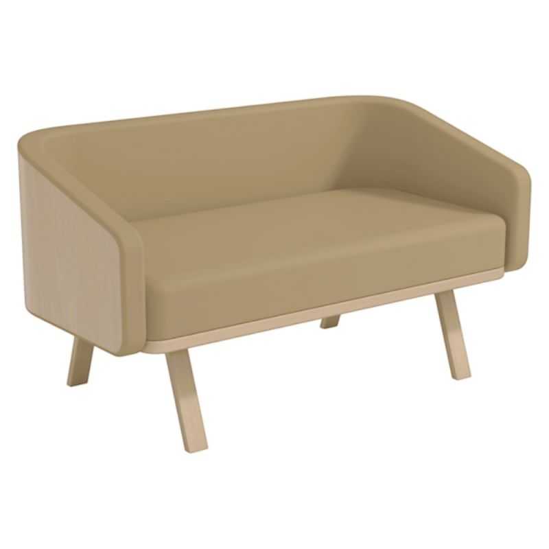 Canapé d’attente Minsk BE beige – 2 places avec finition bois