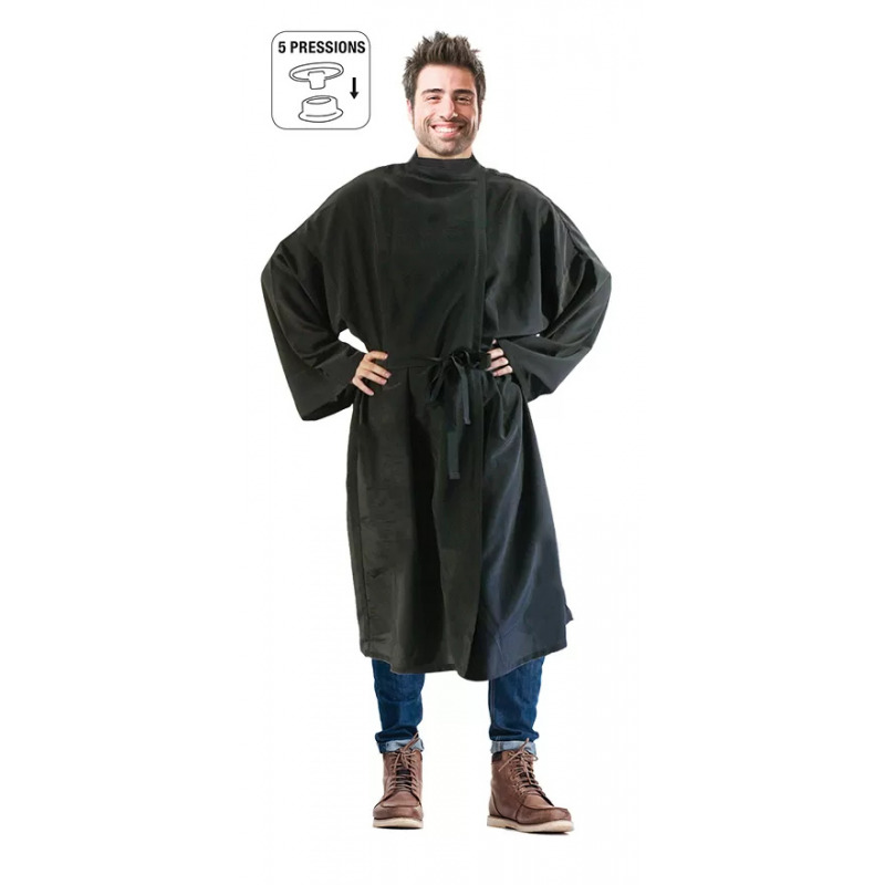 Peignoir NEWIX en microfibre noire pour salon de coiffure ACADEMY