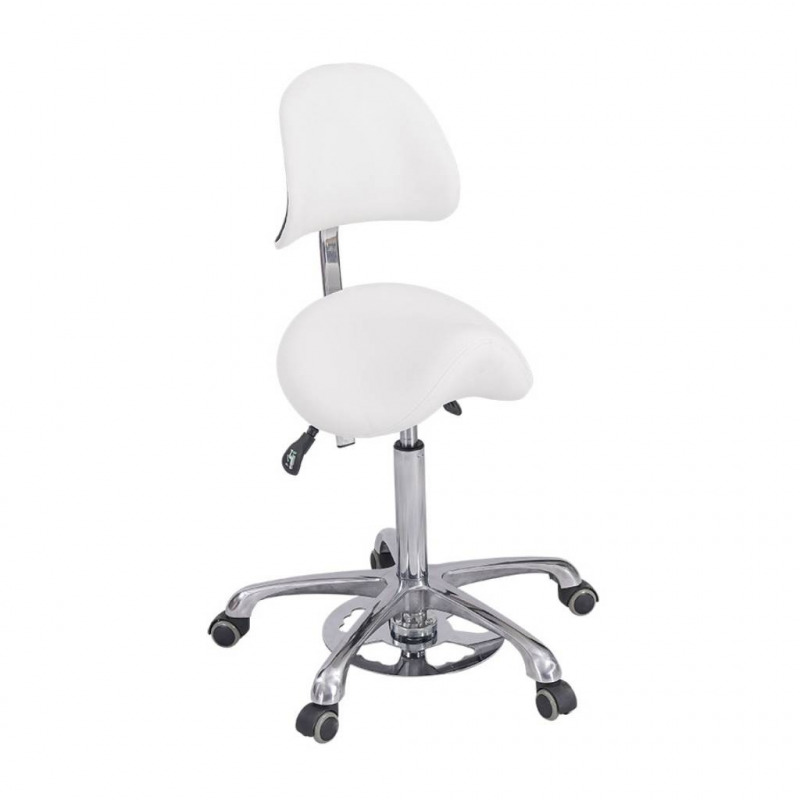 Tabouret professionnel Noble blanc avec dossier