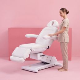 Fauteuil de soin électrique blanc avec ouverture faciale