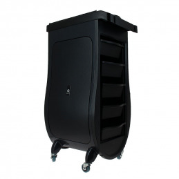 Servante coiffure noire Curve avec tablette compartimentée