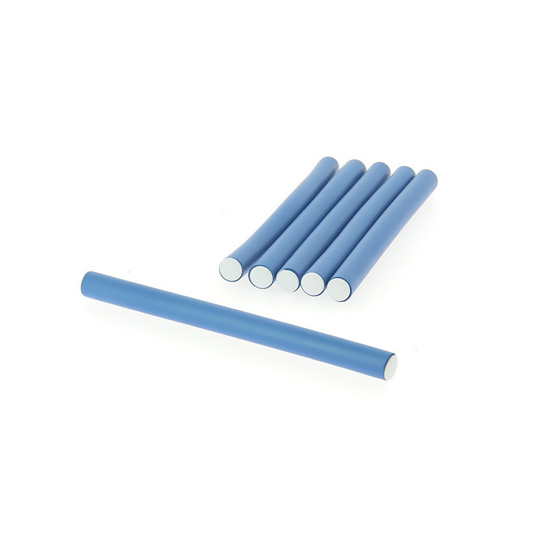 Bigoudis flexibles 14 mm x 18 cm, lot de 6 bleus - Coiffeo