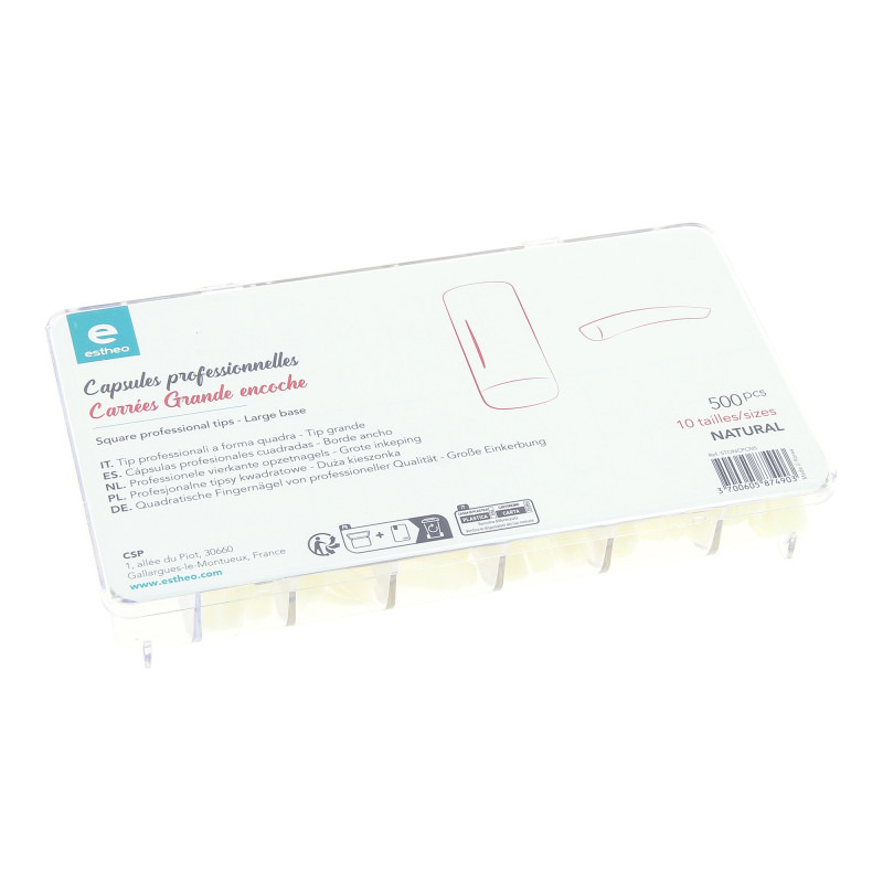 Capsules pour ongles carrées grande encoche 500 pièces Estheo