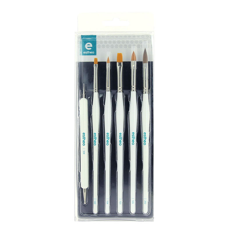 Set 5 pinceaux professionnels pour gel UV et résine - Estheo Set 5 pinceaux professionnels pour gel UV et résine - Estheo