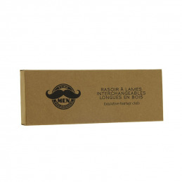 Rasoir professionnel en bois marron avec demi-lame incluse
