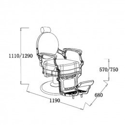 Fauteuil barbier Barock marron foncé à dossier inclinable