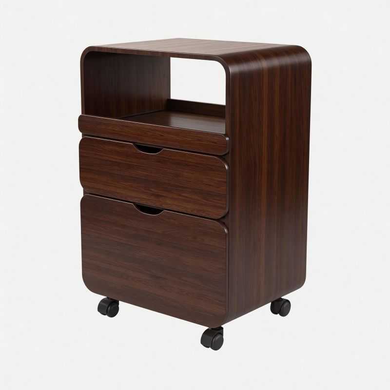 Desserte coiffure professionnelle Weelko Tidy Smart bois foncé 2 tiroirs