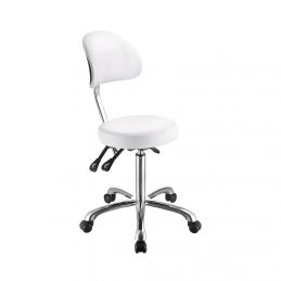 Tabouret esthétique professionnel Weelko Comfort blanc avec dossier réglable