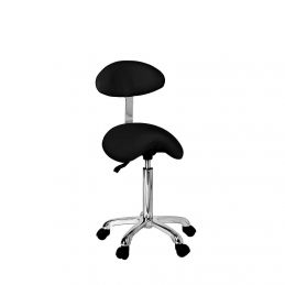 Tabouret esthétique professionnel Weelko Organic+ noir avec assise selle et dossier réglable