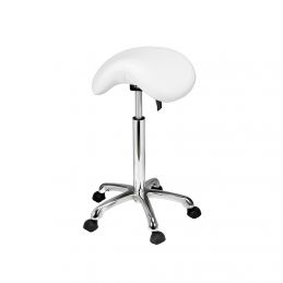Tabouret esthétique professionnel Weelko Organic blanc à assise selle réglable