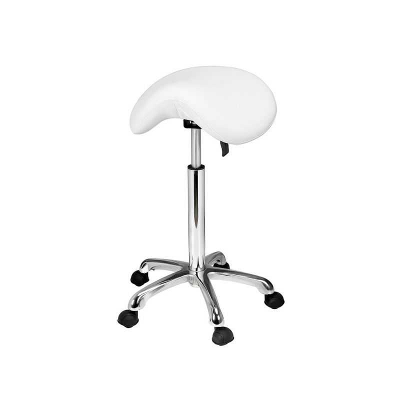 Tabouret esthétique professionnel Weelko Organic blanc à assise selle réglable