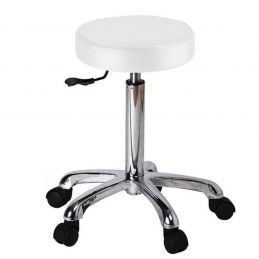 Tabouret esthétique Weelko Fast blanc à 5 roues