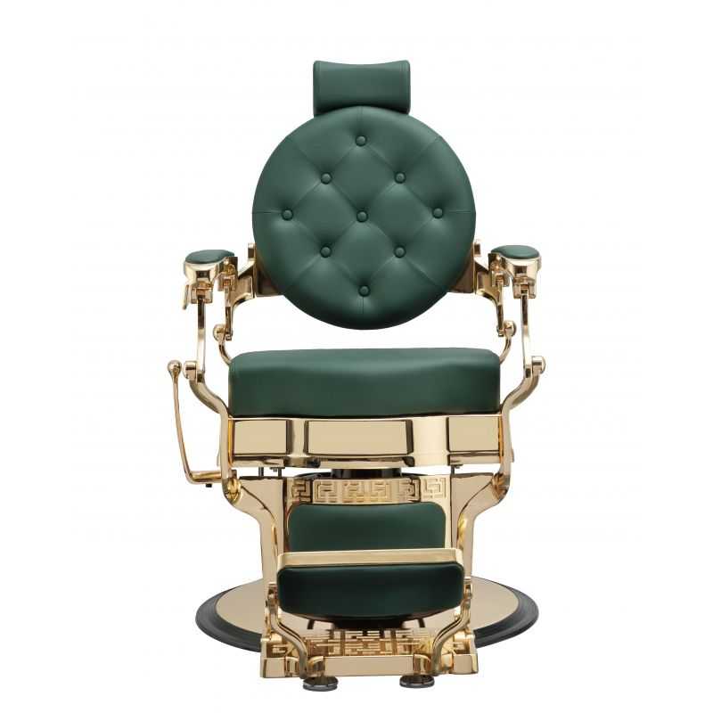 Fauteuil barbier professionnel Mudi Buzz Gold vert foncé