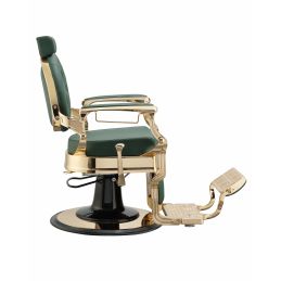 Fauteuil de barbier Buzz vert foncé et chrome doré