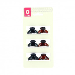 Lot de 6 mini pinces coiffure noires et marron Coiffeo