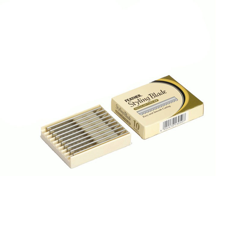 Boîte de 10 lames longues Feather pour rasoir coiffeur