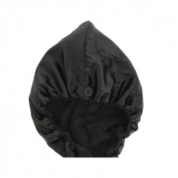 Serviette cheveux 2-en-1 microfibre satin noire