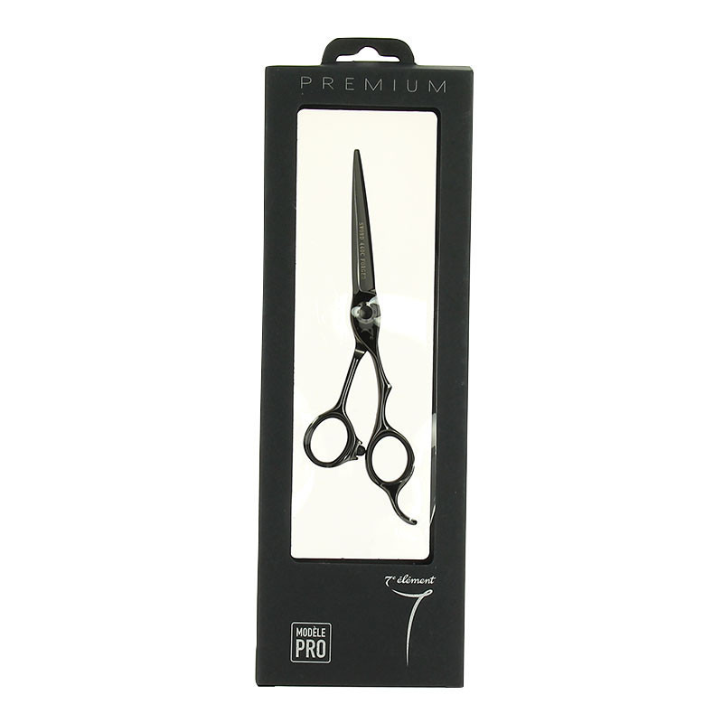 Ciseaux de coupe 5.75 pouces 7e ÉLÉMENT noir chromé