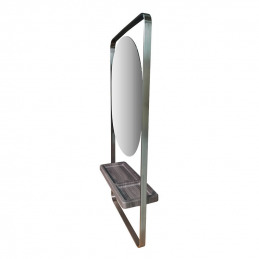 Coiffeuse Luna murale avec miroir rond - Coiffeo