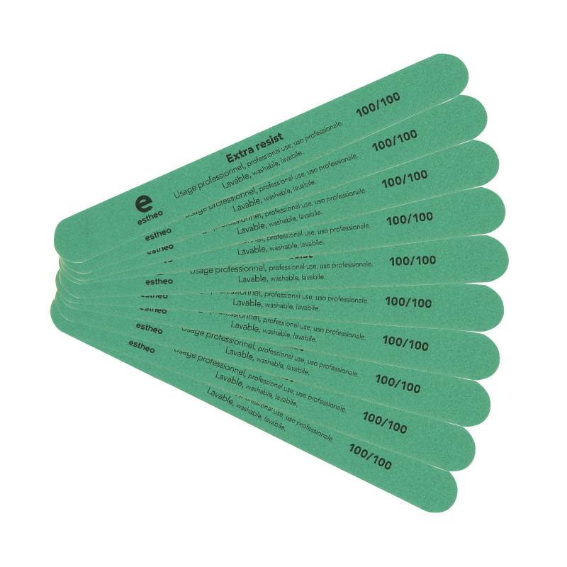 Lime à ongles professionnelle droite 100/100 verte x10 Estheo Lime à ongles professionnelle droite 100/100 verte x10 Estheo