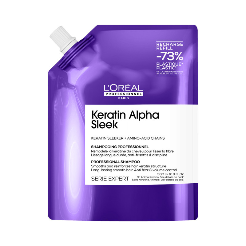 Éco-recharge shampoing disciplinant Keratin Alpha Sleek 500 ml Éco-recharge shampoing disciplinant Keratin Alpha Sleek 500 ml