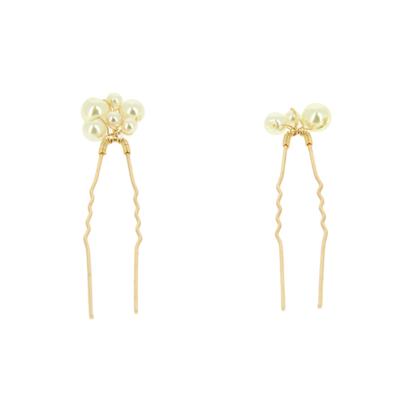 Lot de 2 épingles à chignon dorées avec perles Coiffeo Lot de 2 épingles à chignon dorées avec perles Coiffeo