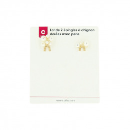 Épingles à chignon dorées perlées par lot de 2 Coiffeo Épingles à chignon dorées perlées par lot de 2 Coiffeo