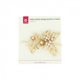 Ornement de coiffure mariage doré à fleurs et perles Coiffeo