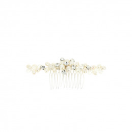 Peigne Barrette Mariage Argenté Avec Perles Et Cristaux Coiffeo