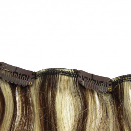 Bandeau capillaire à clips 45/50 cm châtain platines