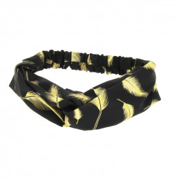 Bandeau noir à plumes dorées Coiffeo