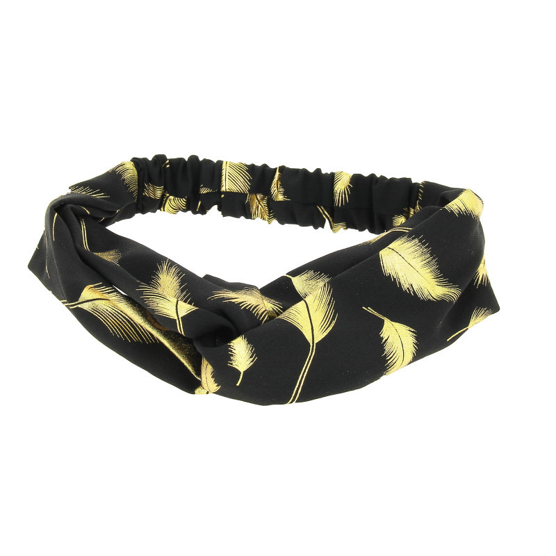 Bandeau noir à plumes dorées Coiffeo