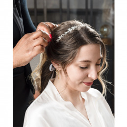 Accessoire cheveux mariage feuilles argentées Coiffeo