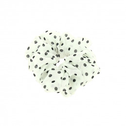 Chouchou blanc à pois noirs Coiffeo