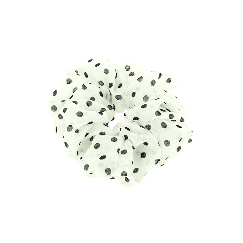 Chouchou blanc à pois noirs Coiffeo