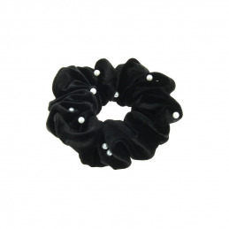 Chouchou noir en velours avec perles Coiffeo