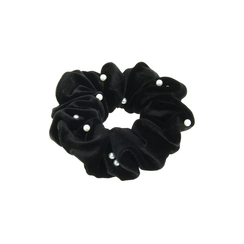 Chouchou noir en velours avec perles Coiffeo