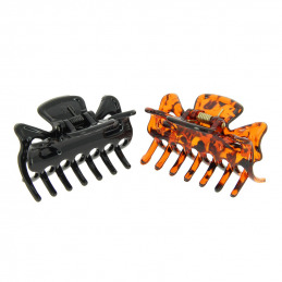 Pince à cheveux petit modèle noir et écaille x2 - Coiffeo