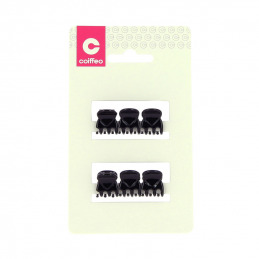 Lot de 6 mini pinces noires Coiffeo